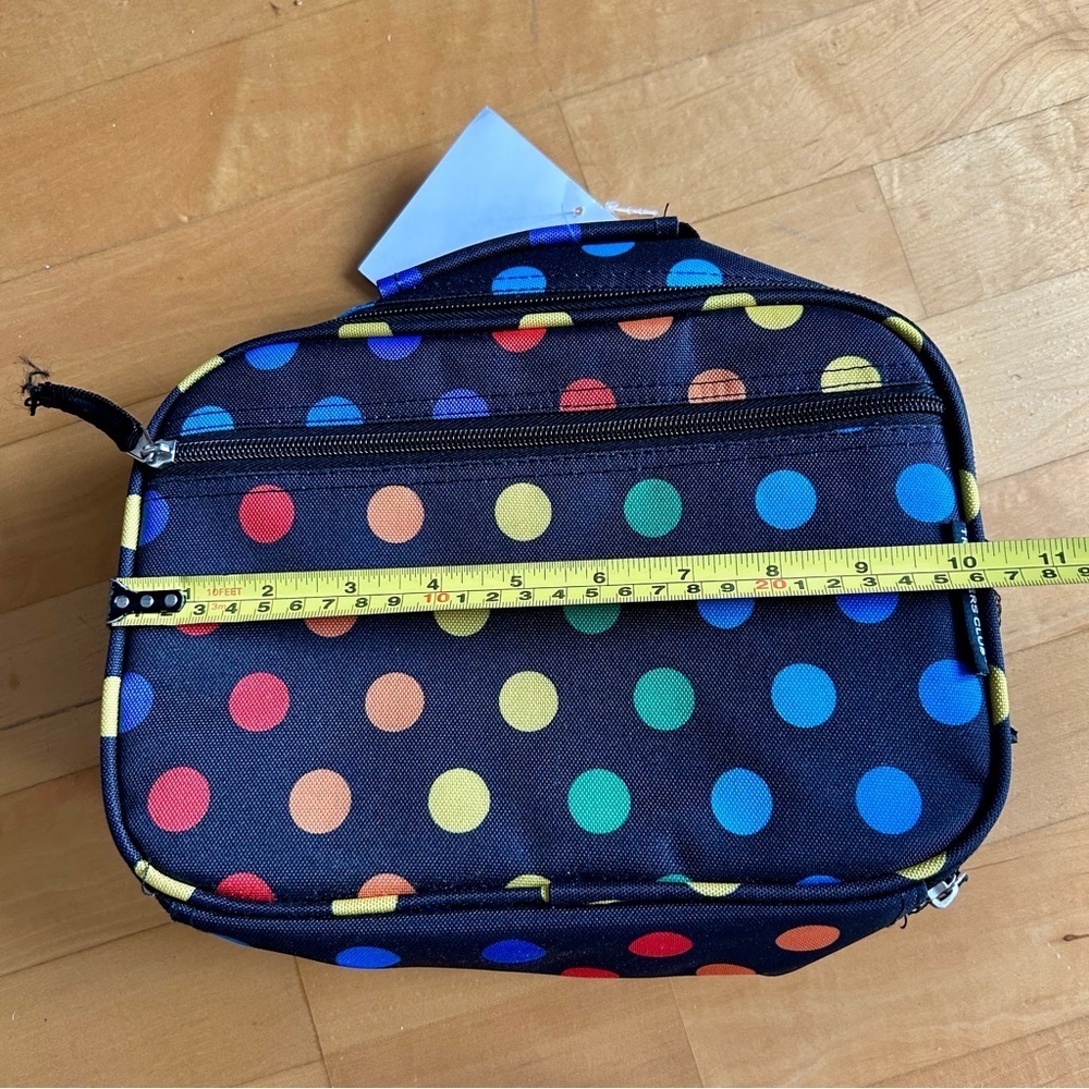 Travelers Club POLKA DOTS Insulated Lunch Cooler Bag, Rainbow, Black, 10 inches - Picture 14 of 17